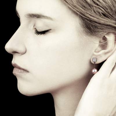 Boucles oreilles sur-mesure en perle et diamant Archipel